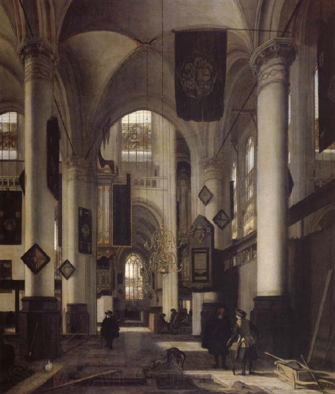 REMBRANDT Harmenszoon van Rijn Interior of a Protestant  Gothic Church with Architectural Elements of the Oude Kerk and Nieuwe Kerk in Amsterdam Germany oil painting art